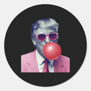 Pegatina Redonda Regalos Divertidos de Chicle Trump Yum