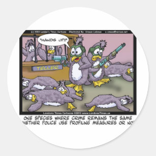 Pegatina Redonda Regalos Divertidos de Perfil de Pingüino Camisetas