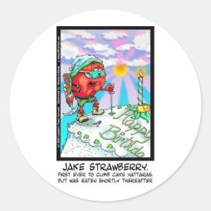 Pegatina Redonda Regalos Divertidos de Postres de Jake Strawberry &
