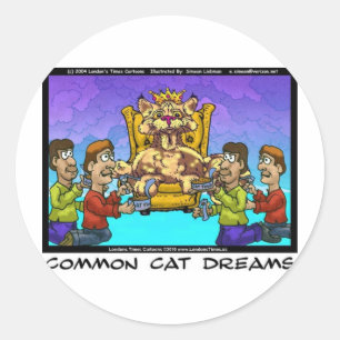Pegatina Redonda Regalos divertidos de sueños comunes de gatos cami