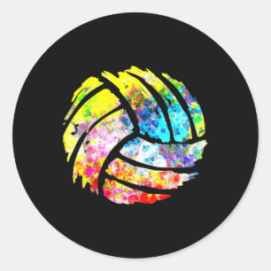 Pegatina Redonda Regalos divertidos de voleibol para el entrenador 