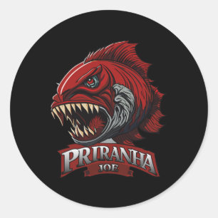 Pegatina Redonda Regalos divertidos para amantes de Piranha-joe Rop
