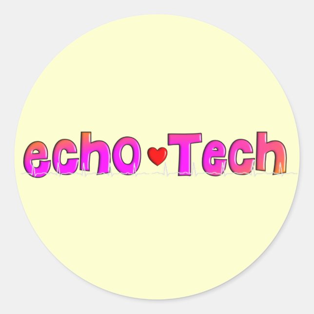 Pegatina Redonda Regalos Echo Tech (Cardiac Echo Tech) (Anverso)