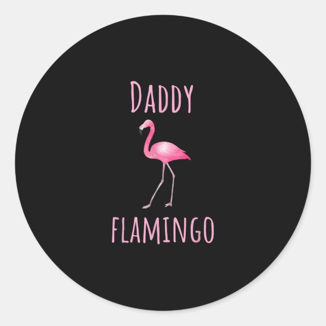 Pegatina Redonda Regalos Flamingo Papi Flamingo Ave Rosa (Anverso)