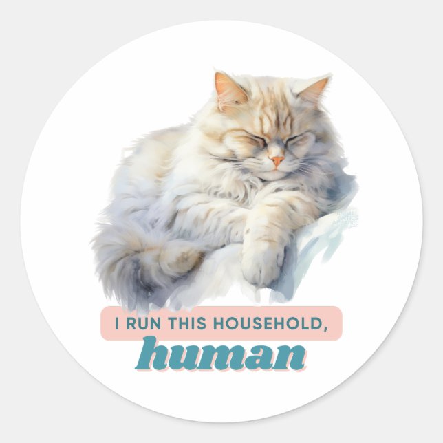 Pegatina Redonda Regalos ingeniosos para felinos (Anverso)