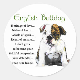 Pegatina Redonda Regalos ingleses del bulldog