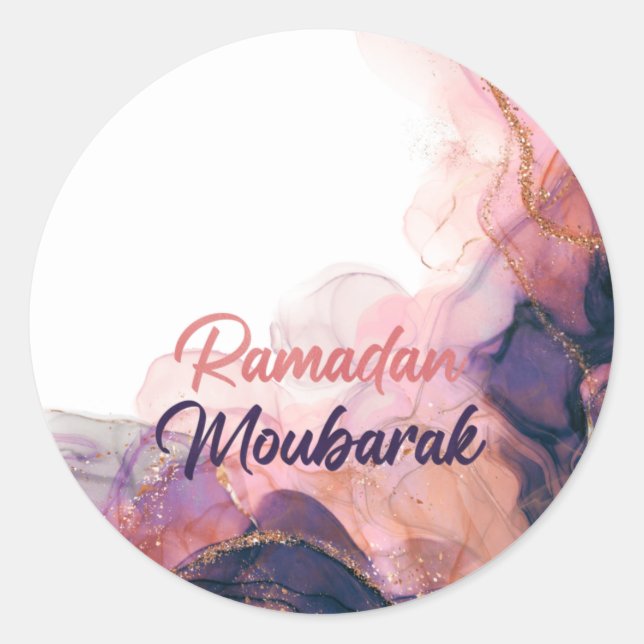 Pegatina Redonda Regalos islámicos de Ramadán Mubarak (Anverso)