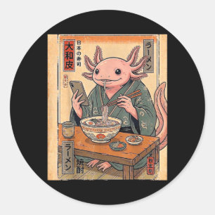Pegatina Redonda Regalos japoneses retro divertidos de ajolote comi