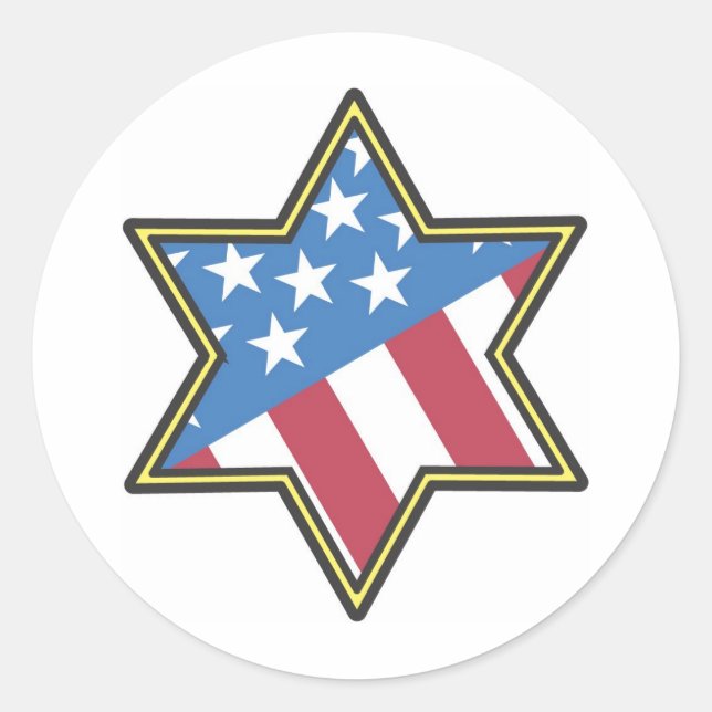Pegatina Redonda Regalos judíos-estadounidenses para Hanukkah (Anverso)