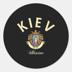 Pegatina Redonda Regalos Kiev Ucrania Patria Vacaciones Viajes Recu