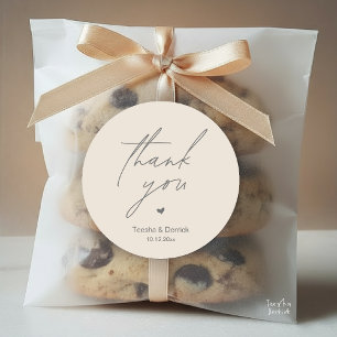 Pegatina Redonda Regalos Modernos de Agradecimiento de Boda Minimal
