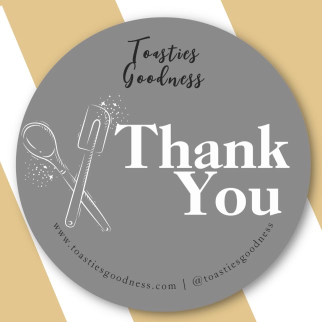 Pegatina Redonda Regalos modernos de repostería casera Gracias Gris (Subido por el creador)