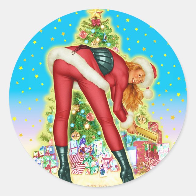 Pegatina Redonda "Regalos Navidades" (Anverso)