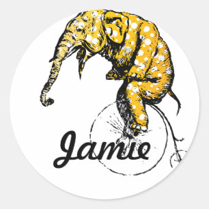 Pegatina Redonda Regalos para elefantes en circo