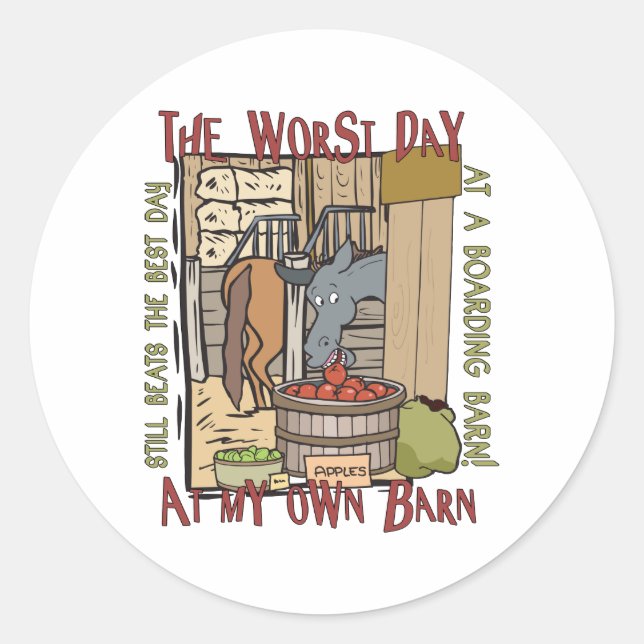 Pegatina Redonda Regalos para los amantes de los caballos (Anverso)