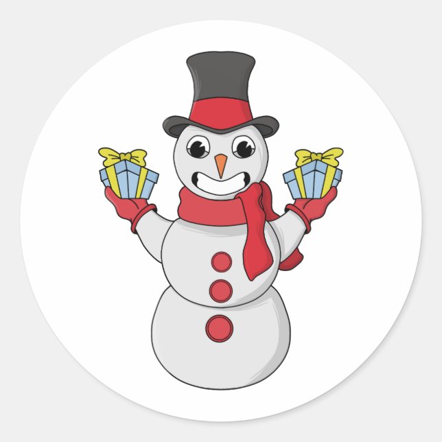Pegatina Redonda Regalos para ti de Snowman (Anverso)