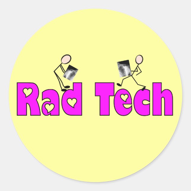 Pegatina Redonda Regalos "Rad Tech" de Técnico de Radiología (Anverso)