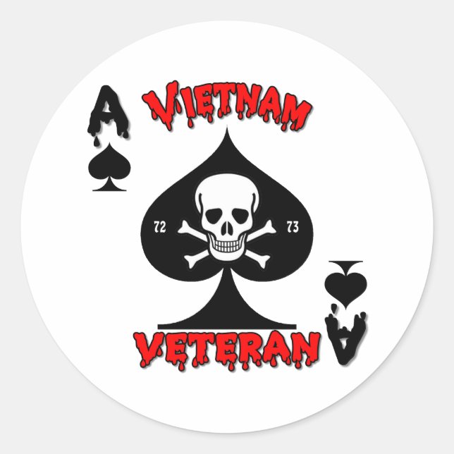 Pegatina Redonda Regalos veteranos de Vietnam de 1972 a 1973 (Anverso)