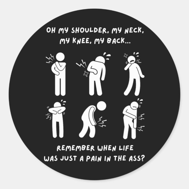 Pegatina Redonda Regalos Viejos 50.º 60.º cumpleaños (Anverso)