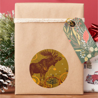 Pegatina Redonda Regalos Vintage Moose