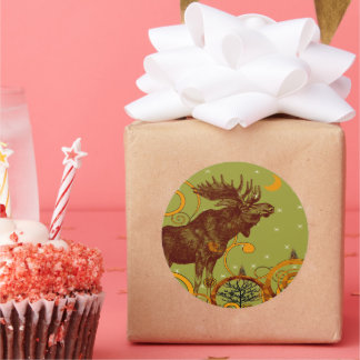 Pegatina Redonda Regalos Vintage Moose