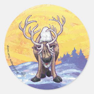 Pegatina Redonda Regalos y accesorios para renos