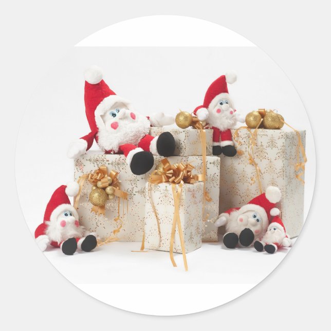 Pegatina Redonda Regalos y gnomos (Anverso)