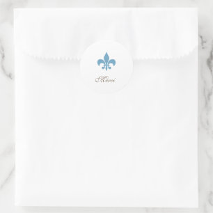 Pegatina Redonda Regency French Blue Fleur de Lis Merci Boda