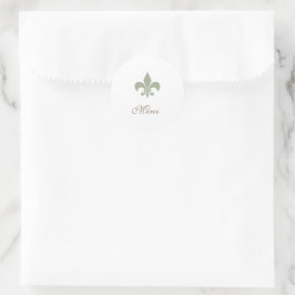 Pegatina Redonda Regency Green Fleur de Lis Merci Boda