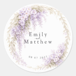 Pegatina Redonda Regency Wisteria Round Wedding Stickers