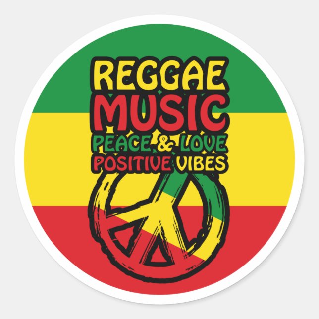 Pegatina Redonda Reggae and Peace Symbol with positive quotes (Anverso)