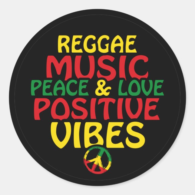Pegatina Redonda Reggae design with positive quotes and reggae flag (Anverso)