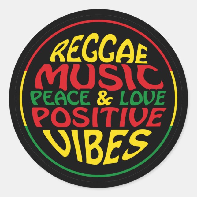Pegatina Redonda Reggae Music with positive sayings and quotes (Anverso)