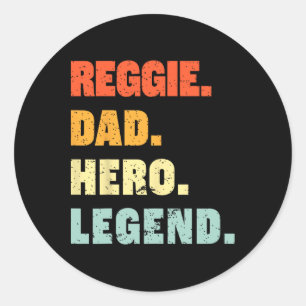 Pegatina Redonda Reggie Dad Hero Leyenda Nombre Personalizado Fa