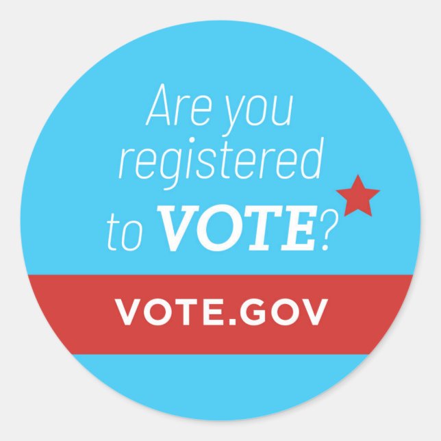 Pegatina Redonda Regístrate para votar (Anverso)
