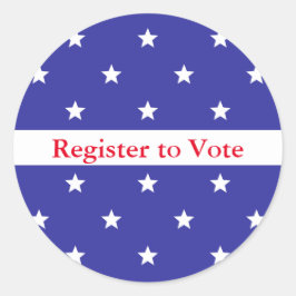 Pegatina Redonda Regístrate para votar el patrón Estrella Blanca y