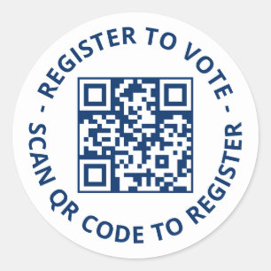 Pegatina Redonda Regístrate para votar escandaloso código QR blanco