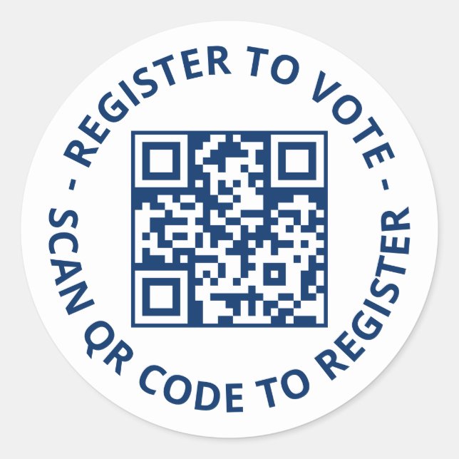Pegatina Redonda Regístrate para votar escandaloso código QR blanco (Anverso)