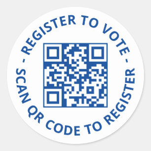 Pegatina Redonda Regístrate para votar personalizado Código QR azul