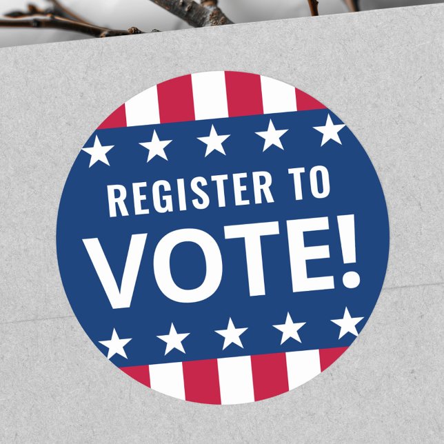 Pegatina Redonda Regístrate para votar por las estrellas de las ele (Register to vote political election stars stripes classic round sticker)