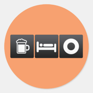 Pegatina Redonda Registro de bebidas, sueño y vinilo
