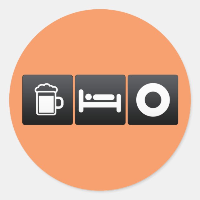 Pegatina Redonda Registro de bebidas, sueño y vinilo (Anverso)