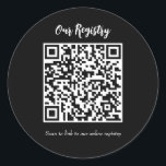 Pegatina Redonda Registro de Boda Escaneable con Código QR Minimali<br><div class="desc">personalizar con cualquier texto.</div>