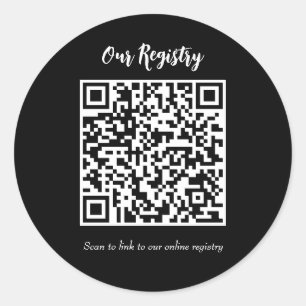 Pegatina Redonda Registro de Bodas digitalizables de código QR míni