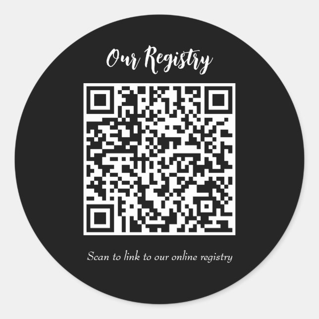 Pegatina Redonda Registro de Bodas digitalizables de código QR míni (Anverso)