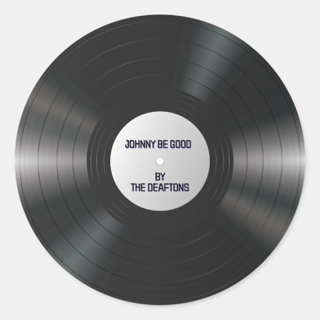 Pegatina Redonda Registro de música de vinilo en blanco LP DIY Nomb (Anverso)