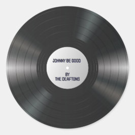 Pegatina Redonda Registro de música de vinilo en blanco LP DIY Nomb
