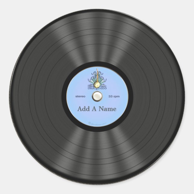 Pegatina Redonda Registro de viníleo de Bluegrass personalizado (Anverso)