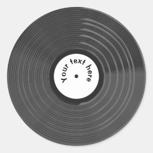 Pegatina Redonda Registro de vinilo retro personalizado