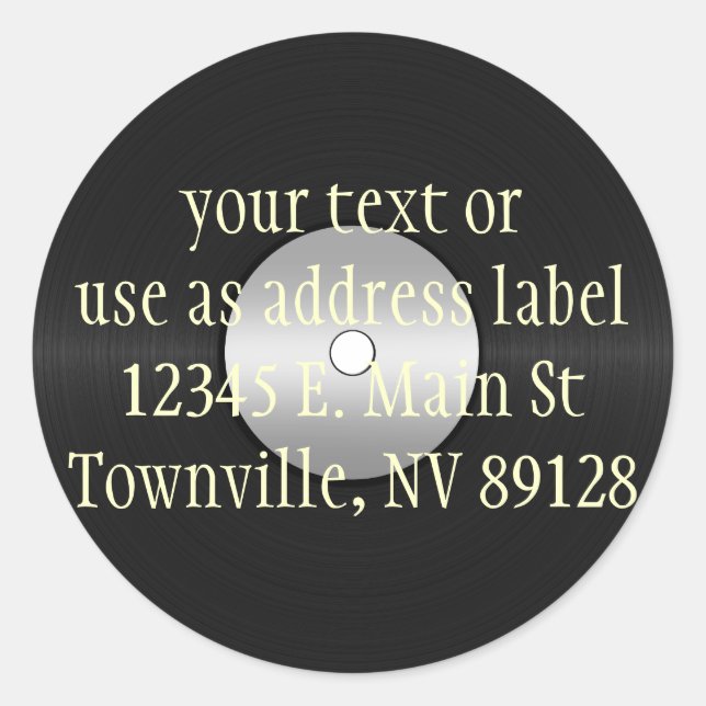 Pegatina Redonda Registro de Vinyl-Look LP (Anverso)